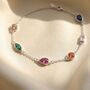 Geometric Multicolour Stone Sterling Silver Bracelet, thumbnail 1 of 4
