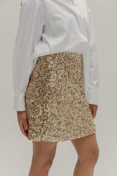 Gloria Kelly Gold Mini Skirt, 3 of 6
