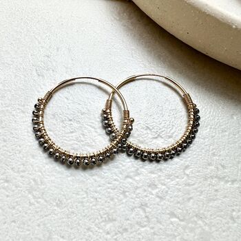 Hematite Wrapped Hoops, 2 of 3