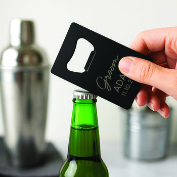 Personalised Matt Black Credit Card Bottle Opener – Mens Wedding Best Man, 5 of 7