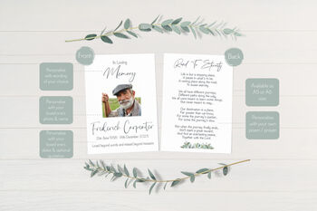 Funeral Poem Prayer Cards Leaf Design, 3 of 4