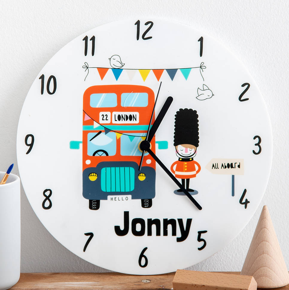 Children S Bedroom London Bus Theme Personalised Clock