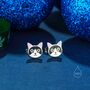 Sterling Silver Tuxedo Cat Enamel Stud Earrings, thumbnail 2 of 9