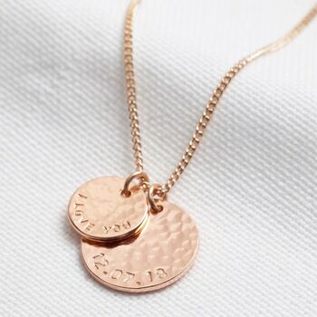 Personalised Hammered Double Disc Charm Necklace, 4 of 8