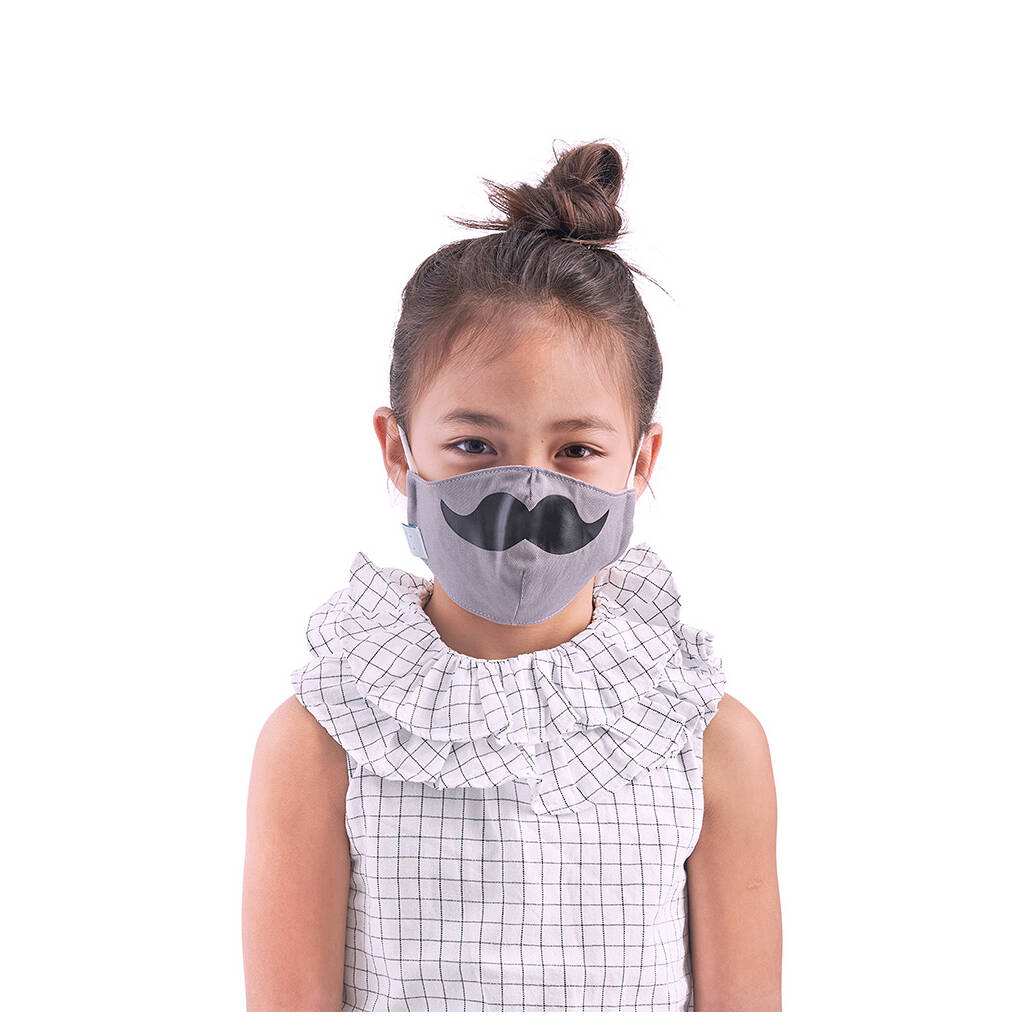 Grey Mustache Child Face Mask, 1 of 4