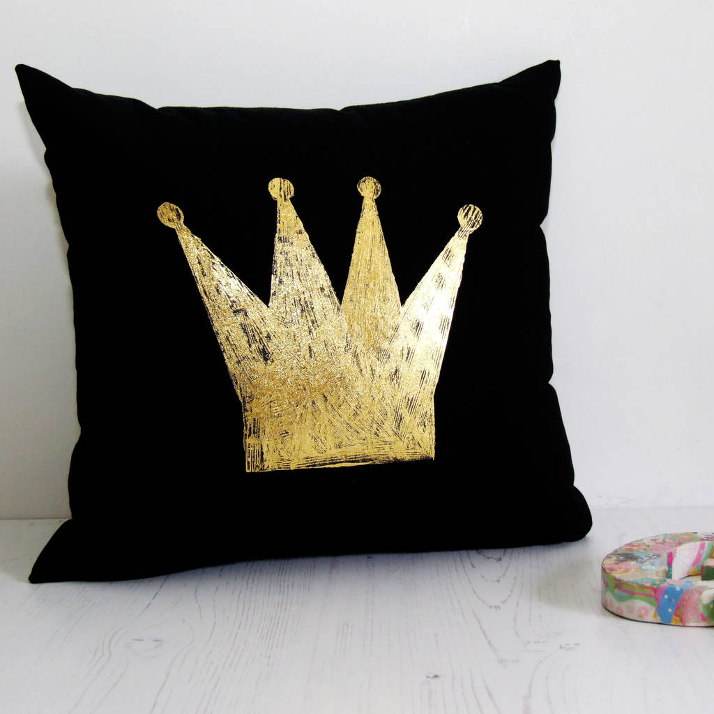 gold crown queen cushion by brown betty blue | notonthehighstreet.com