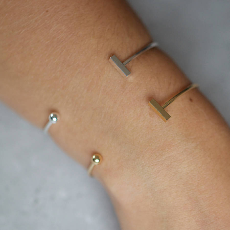 geometric bar with ball bangle by junk jewels