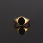 Gold Plated Onyx Gemstone Steel Oval Signet Ring, thumbnail 1 of 12