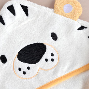 Personalised Baby Bamboo Hooded Towel Tiger Design, 2 of 7