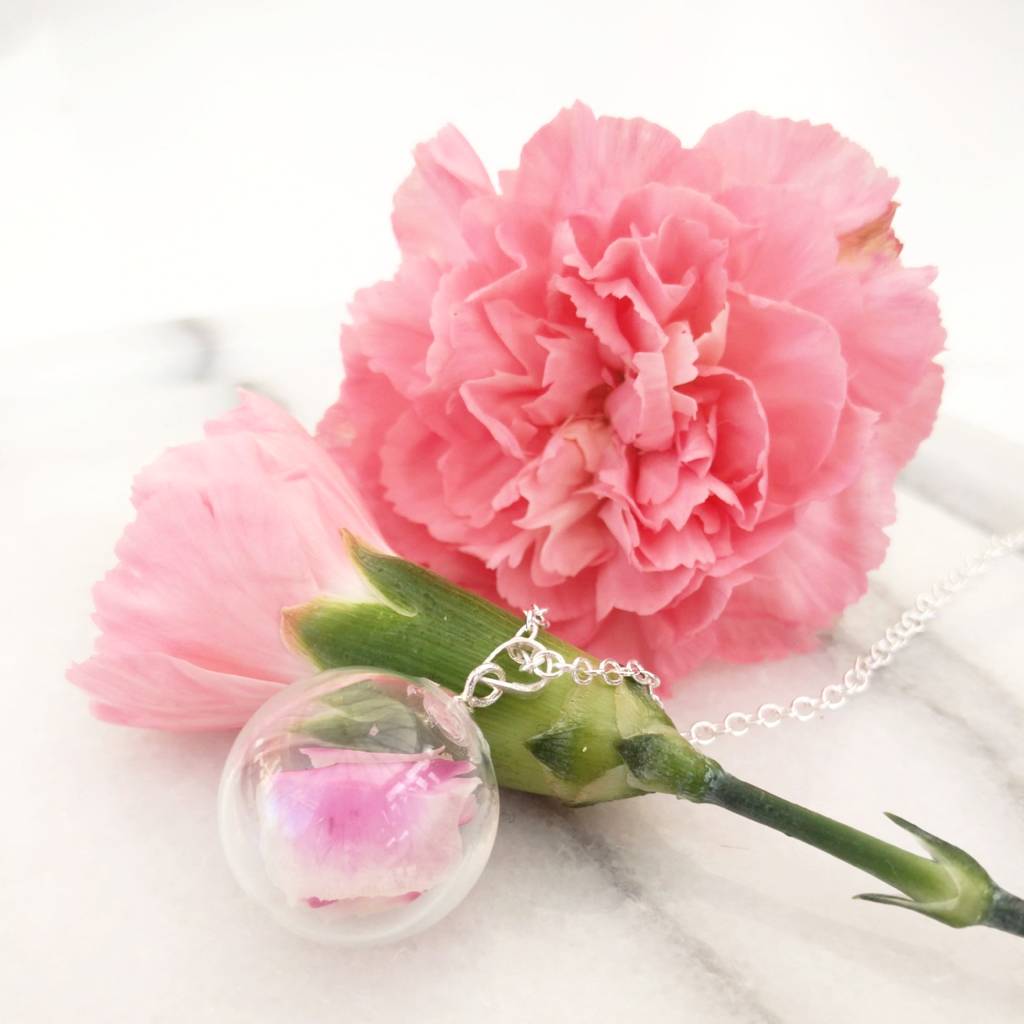 January Birth Flower Petal Necklace Carnation By DinkiBelle