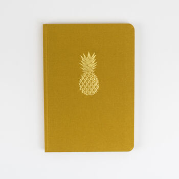 Pineapple Hardback Notebook In Mustard Yellow Fabric, 6 of 8