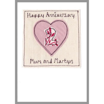 Personalised 2nd Cotton Wedding Anniversary Card, 9 of 10