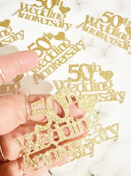 Golden 50th Wedding Anniversary Confetti Table Decorations, 2 of 7