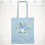Bride To Be Blue Floral And Silver Tote Bag, thumbnail 1 of 2