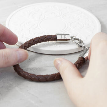 Personalised Sterling Silver Horseshoe Leather Bracelet, 3 of 10