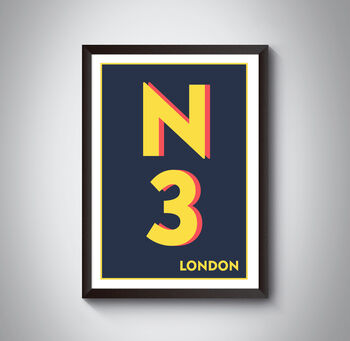 N3 Finchley London Typography Postcode Print, 7 of 10