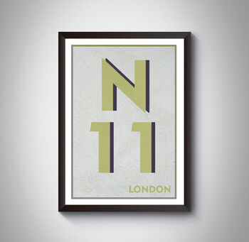 N11 Bounds Greenl London Postcode Typography Print, 8 of 10