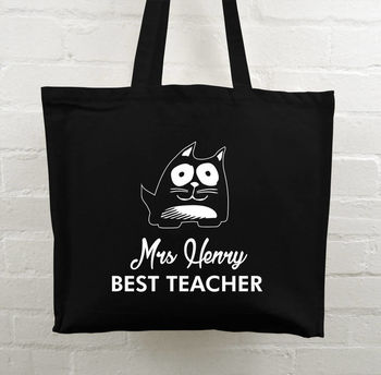 Personalised Tote Bag For Teacher's, Owl Cat Dog Design, 4 of 6
