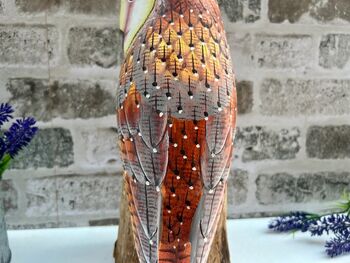 Large 30cm Hand Carved Painted Intricate Wooden Barn Owl Figurine For Bird Lovers, 4 of 10