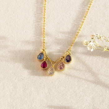 Family Birthstone Necklace With Teardrop Crystals, 4 of 10