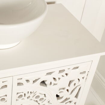 White Carved Bathroom Vanity Unit, 5 of 9