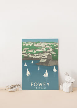 Fowey Cornwall Travel Poster Art Print, 2 of 8