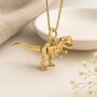 Personalised Gold Plated Sterling Silver T Rex Dinosaur Necklace, thumbnail 1 of 8