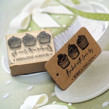 Baked With Love Cupcakes Personalised Rubber Stamp, 3 of 5
