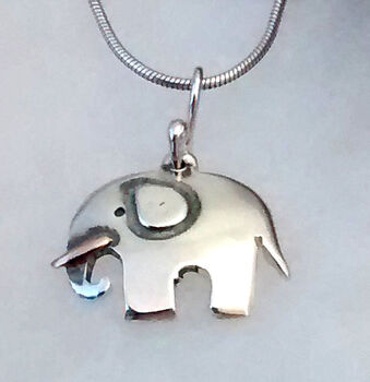 Elephant Pendant In Sterling Silver With Golden Tusk, 2 of 4