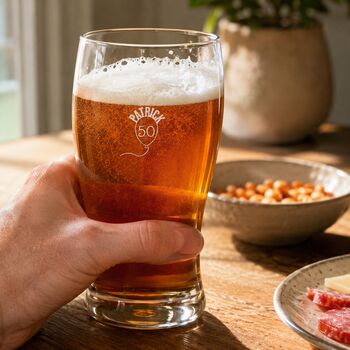 Engraved Pint Glass Personalised 50th Birthday Gift, 2 of 11