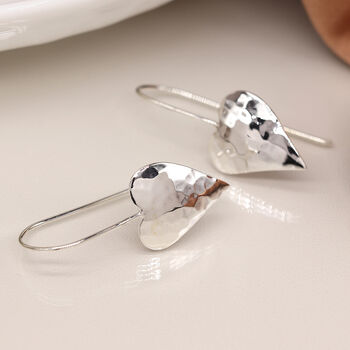 Sterling Silver Heart Drop Earrings, 3 of 4