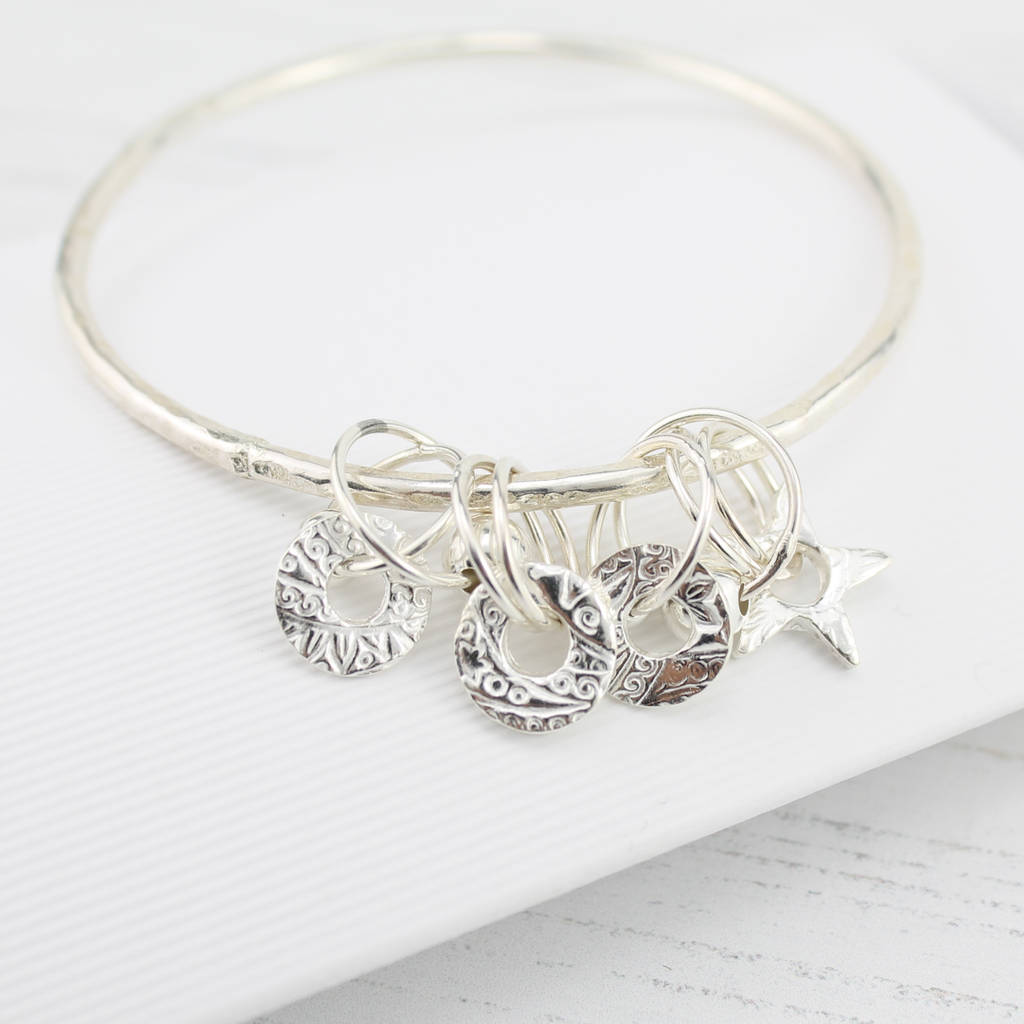 Sterling Silver Charm Bangle By Lucy Kemp Silver Jewellery ...