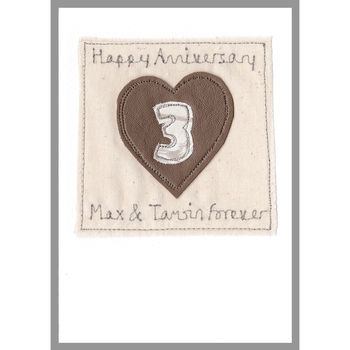 Personalised Leather 3rd Wedding Anniversary Card, 8 of 12