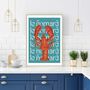 Lobster Print On Typography Background, thumbnail 3 of 4
