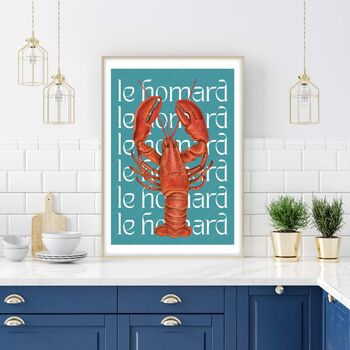 Lobster Print On Typography Background, 3 of 4