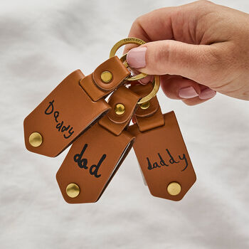 Personalised Leather Photo Keyring With Child’s Handwriting, 3 of 6