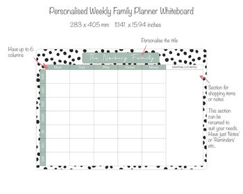 Personalised Spotty Weekly Family Organiser Whiteboard, 8 of 8