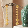 Gold Filigree Stud Long Drop Earrings. Gold Vermeil, thumbnail 1 of 7