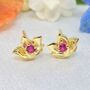 Ruby July Larkspur Gold Plated Stud Earrings, thumbnail 1 of 5