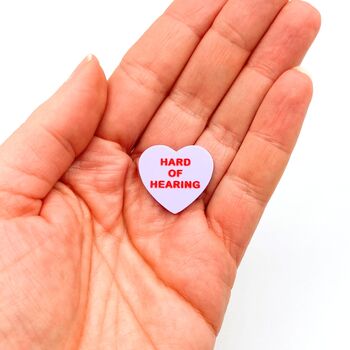 Hard Of Hearing Heart Pin Badge, 2 of 7