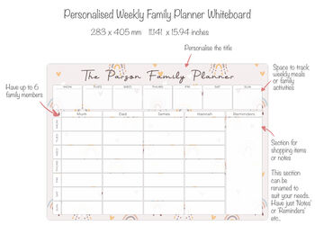 Personalised Boho Rainbow Weekly Family Planner, 5 of 5