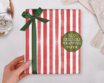 Valentine Wrapping Paper With Red Stripe Pattern, Three Sheet Pack, 2 of 3