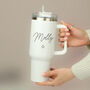 Travel Cup With Straw Personalised White Insulated Gym Mug, thumbnail 1 of 6