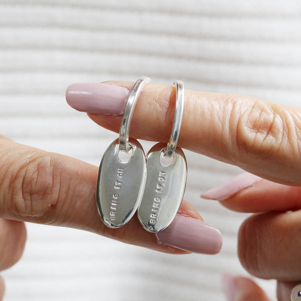 Personalised Solid Silver Tag Earrings By Soremi Jewellery