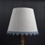 Natural French Drum Lampshade With A Blue Trim, thumbnail 1 of 9