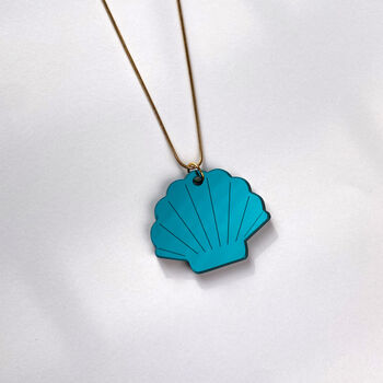 Scallop Acrylic Necklace Sterling Silver, 2 of 3