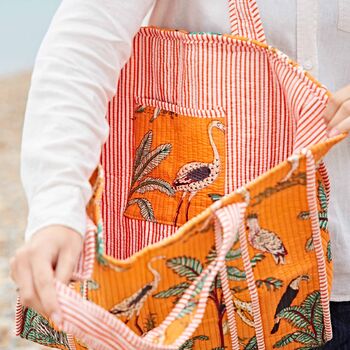 Reversible Jungle Print Quilted Cotton Tote Bag, 3 of 6