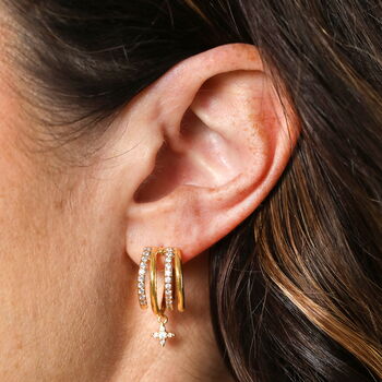 Crystal Illusion Hoop Earrings With Star Drop, 3 of 3