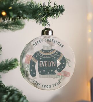 Personalised Christmas Jumper Glass Bauble, 4 of 4
