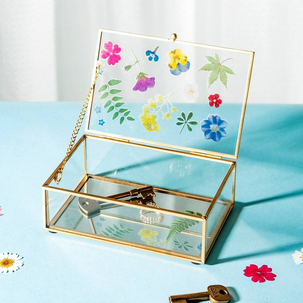 Glass Wild Flower Jewellery Box, 1 of 3